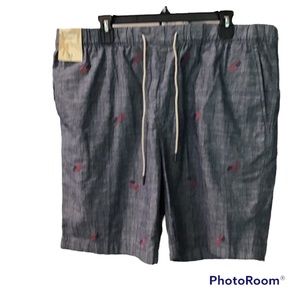 Shorts 42W, Inseam 9” Blue with American Flag Embroidery NWT Caribbean